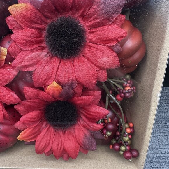 Fall Bowl Filler Set Red Pumpkins Sunflowers Berries Harvest Thanksgiving Decor - Picture 3 of 8
